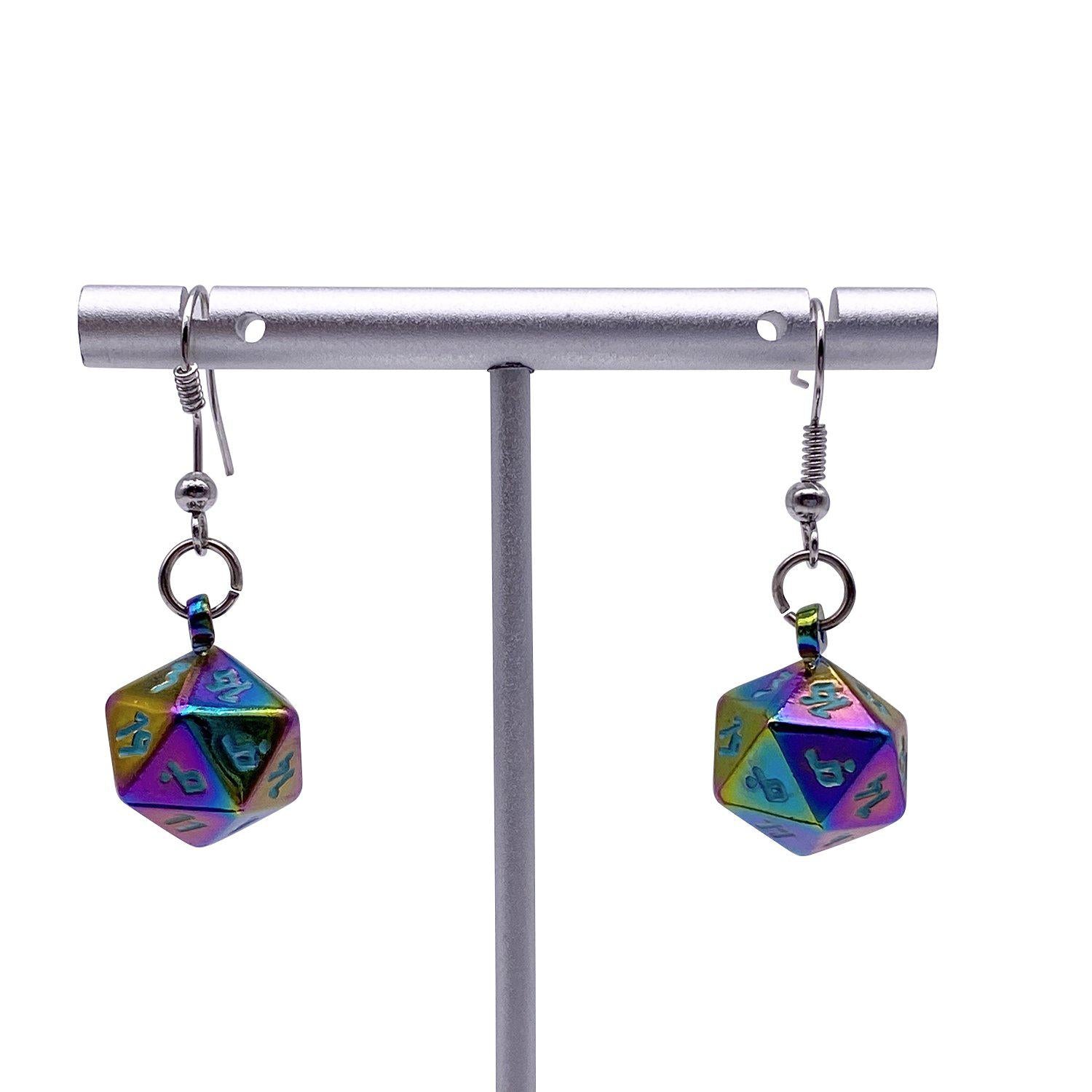 Queens Treasure - Ioun Stone D20 Dice Earrings by Norse Foundry-Earrings-Norse Foundry-dungeons and dragons-d&d-dungeons & dragons-earrings-dnd accessories-dice earrings- d20 earrings