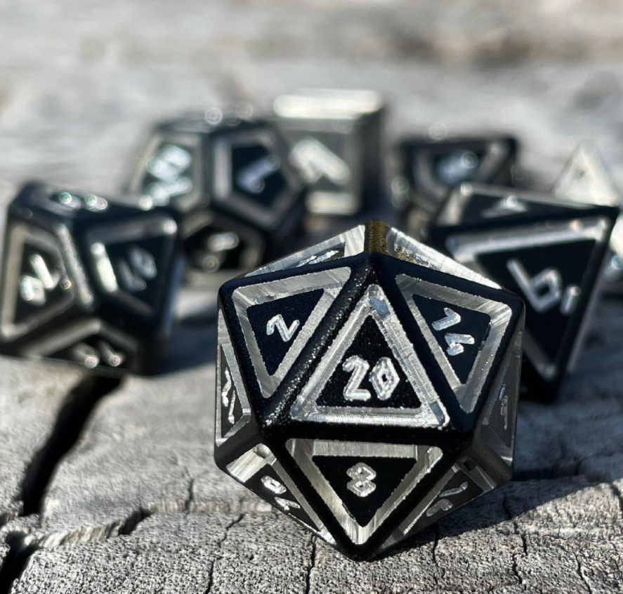 Night Black - Nimbus™ 7 Piece RPG Set 6063 Aluminum Dice