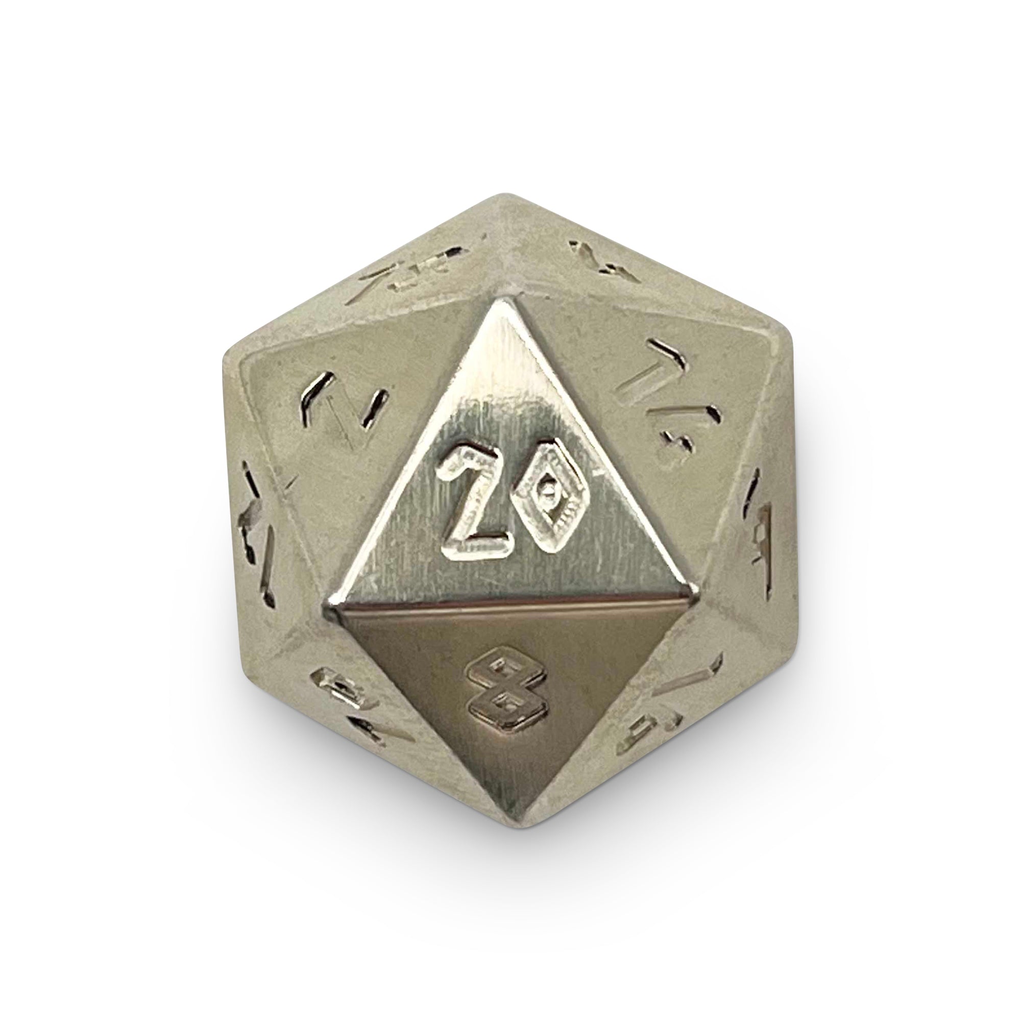 Silver - Single D20 True Metal Dice-Norse Foundry-Norse Foundry-dungeons & dragons-d&d dice-rpg d20-metal d20-d&d-d20-luxury dice-perfect for tabletop rpgs