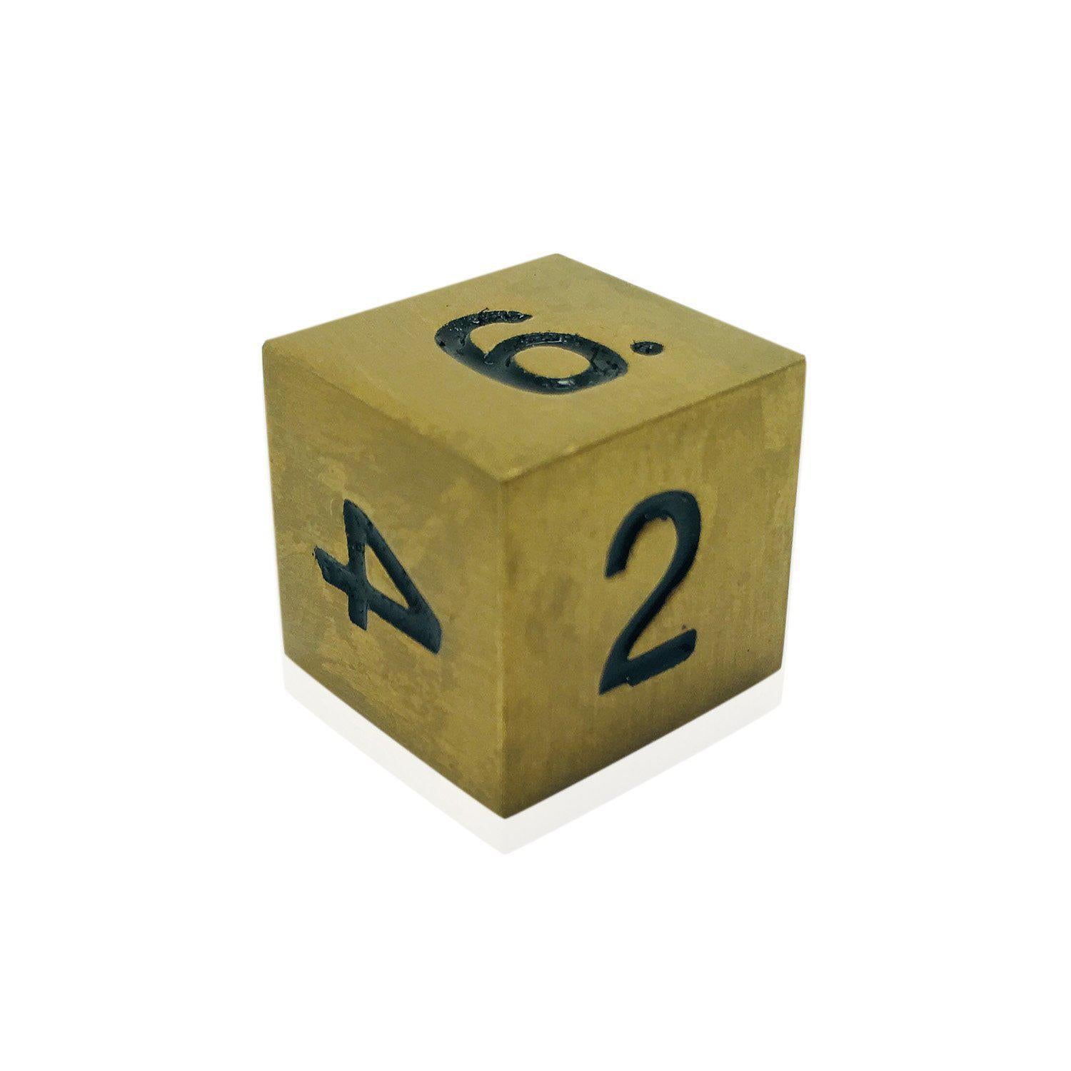Single Alloy Metal D6 in Dragons Gold by Norse Foundry-Metal - Zinc Alloy Dice-Norse Foundry-dice-dungeons & dragons-d&d-dungeons & dragons-metal dice-d6