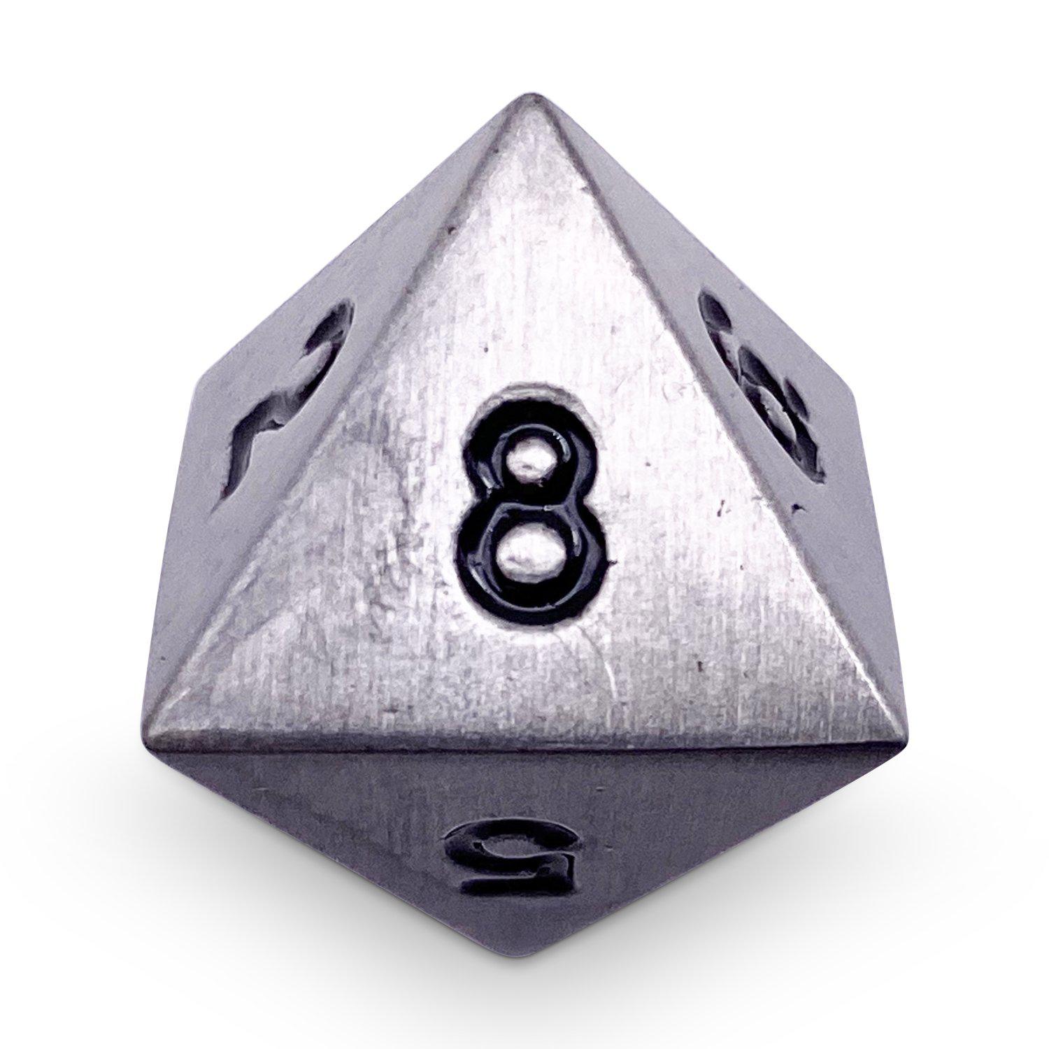 Single Alloy Metal D8 in Aged Mithiral by Norse Foundry-Metal - Zinc Alloy Dice-Norse Foundry-dice-dungeons & dragons-d&d-dungeons & dragons-metal dice-d8