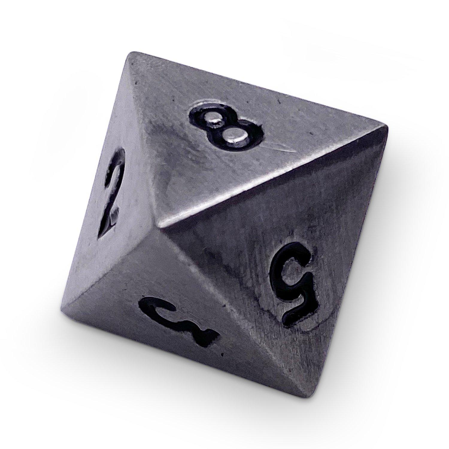 Single Alloy Metal D8 in Aged Mithiral by Norse Foundry-Metal - Zinc Alloy Dice-Norse Foundry-dice-dungeons & dragons-d&d-dungeons & dragons-metal dice-d8