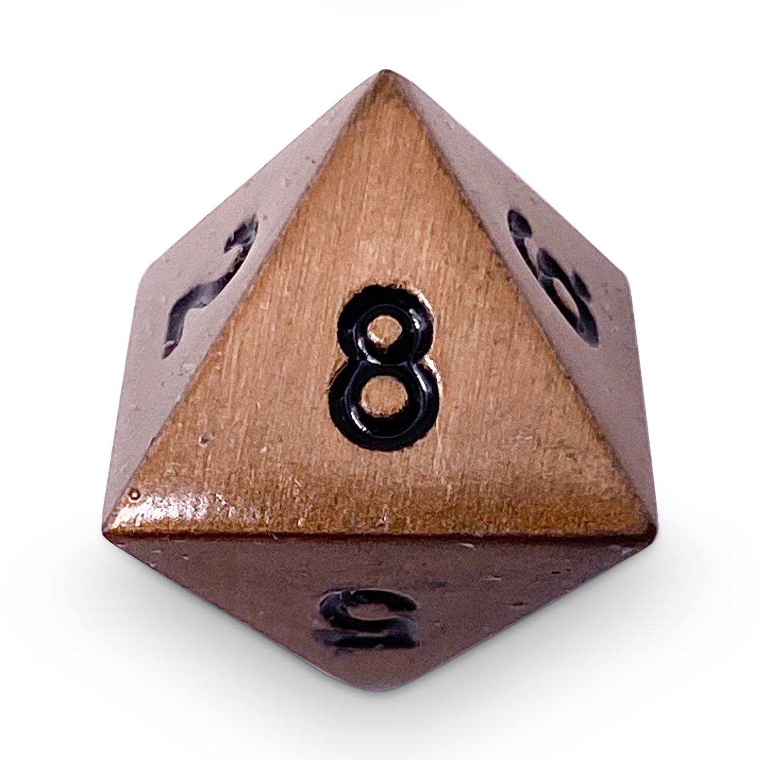 Single Alloy Metal D8 in Gnomish Copper by Norse Foundry-Metal - Zinc Alloy Dice-Norse Foundry-dice-dungeons & dragons-d&d-dungeons & dragons-metal dice-d8