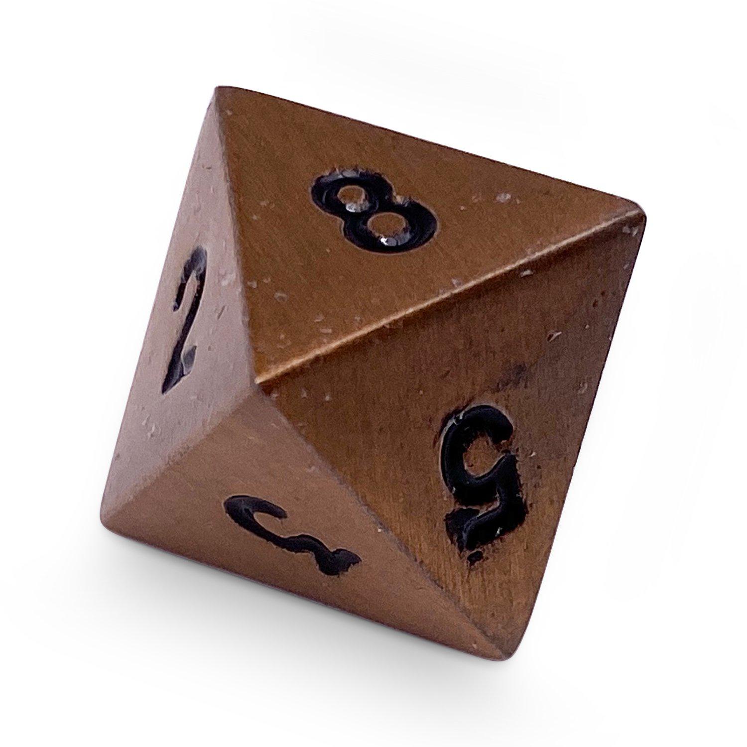 Single Alloy Metal D8 in Gnomish Copper by Norse Foundry-Metal - Zinc Alloy Dice-Norse Foundry-dice-dungeons & dragons-dnd-dungeons & dragons-metal dice-d8