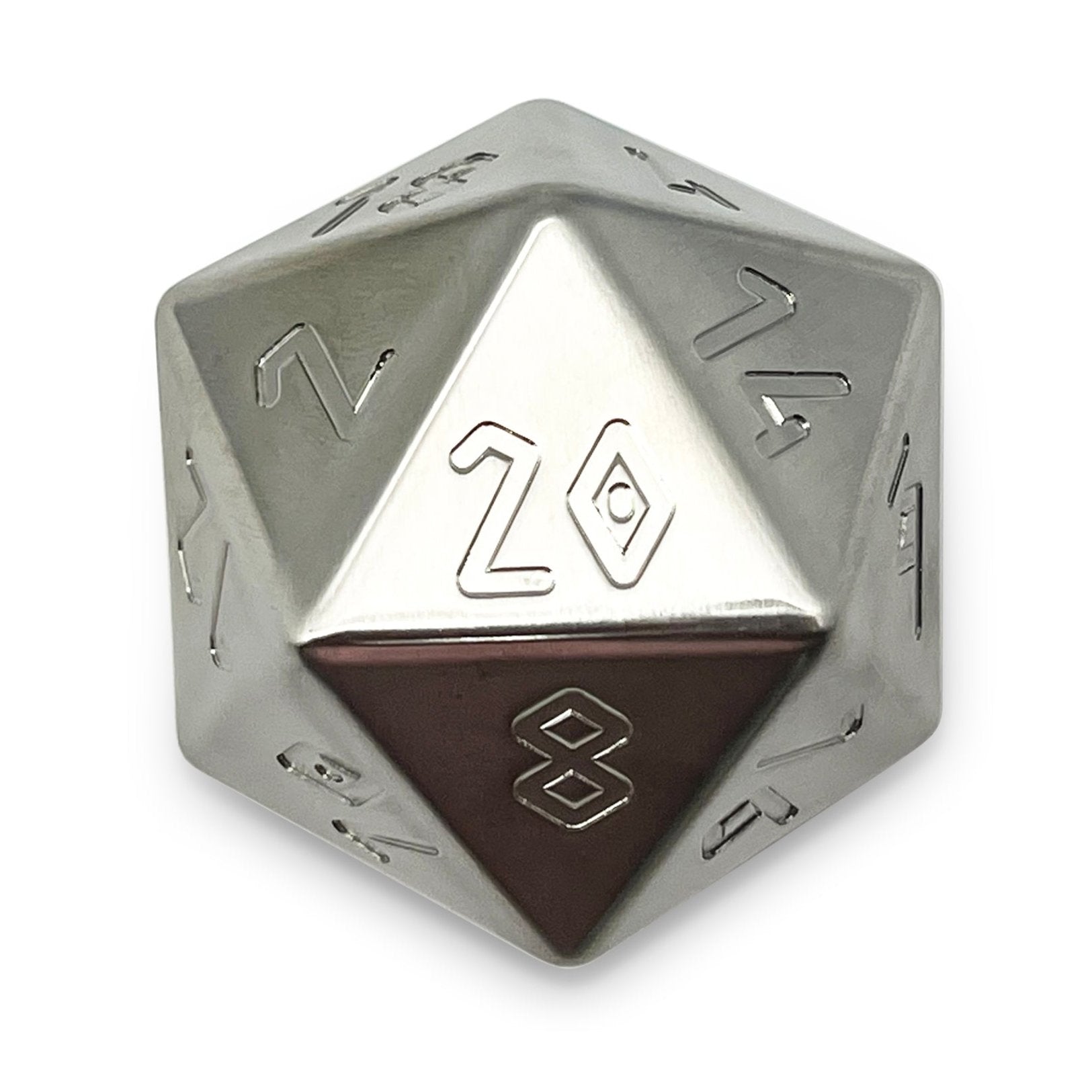 Stainless Steel - Boulder 55mm True Metal Dice-Metal Dice-Norse Foundry-Norse Foundry-dungeons & dragons-d&d dice-rpg dice-d20-metal dice-d&d-55mm-oversize-boulder-luxury dice-perfect for tabletop rpgs