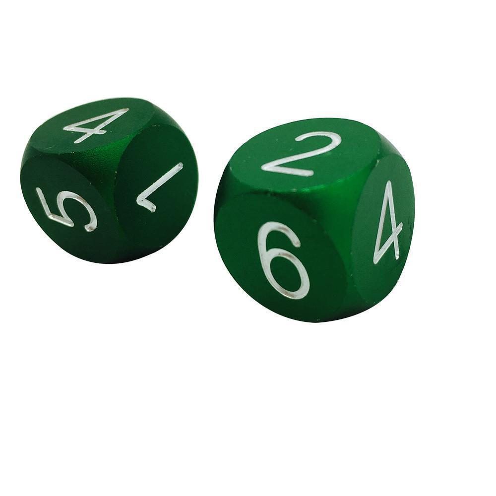 Druid Green - Pair of Precision CNC Aluminum Dice D6's with Round Corners-Dice-Norse Foundry-DND Dice-Polyhedral Dice-D20-Metal Dice-Precision Dice-Luxury Dice-Dungeons and Dragons-D&D-