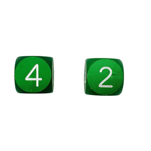 Druid Green - Pair of Precision CNC Aluminum Dice D6's with Round Corners-Dice-Norse Foundry-DND Dice-Polyhedral Dice-D20-Metal Dice-Precision Dice-Luxury Dice-Dungeons and Dragons-D&D-