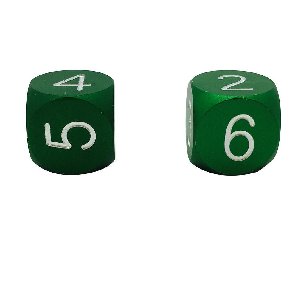 Druid Green - Pair of Precision CNC Aluminum Dice D6&#39;s with Round Corners-Dice-Norse Foundry-DND Dice-Polyhedral Dice-D20-Metal Dice-Precision Dice-Luxury Dice-Dungeons and Dragons-D&amp;D-