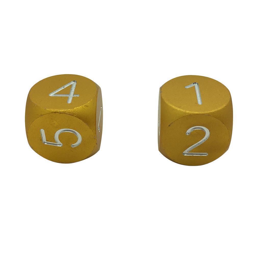 Gold Coin - Pair of Precision CNC Aluminum Dice D6&#39;s with Round Corners-Dice-Norse Foundry-DND Dice-Polyhedral Dice-D20-Metal Dice-Precision Dice-Luxury Dice-Dungeons and Dragons-D&amp;D-