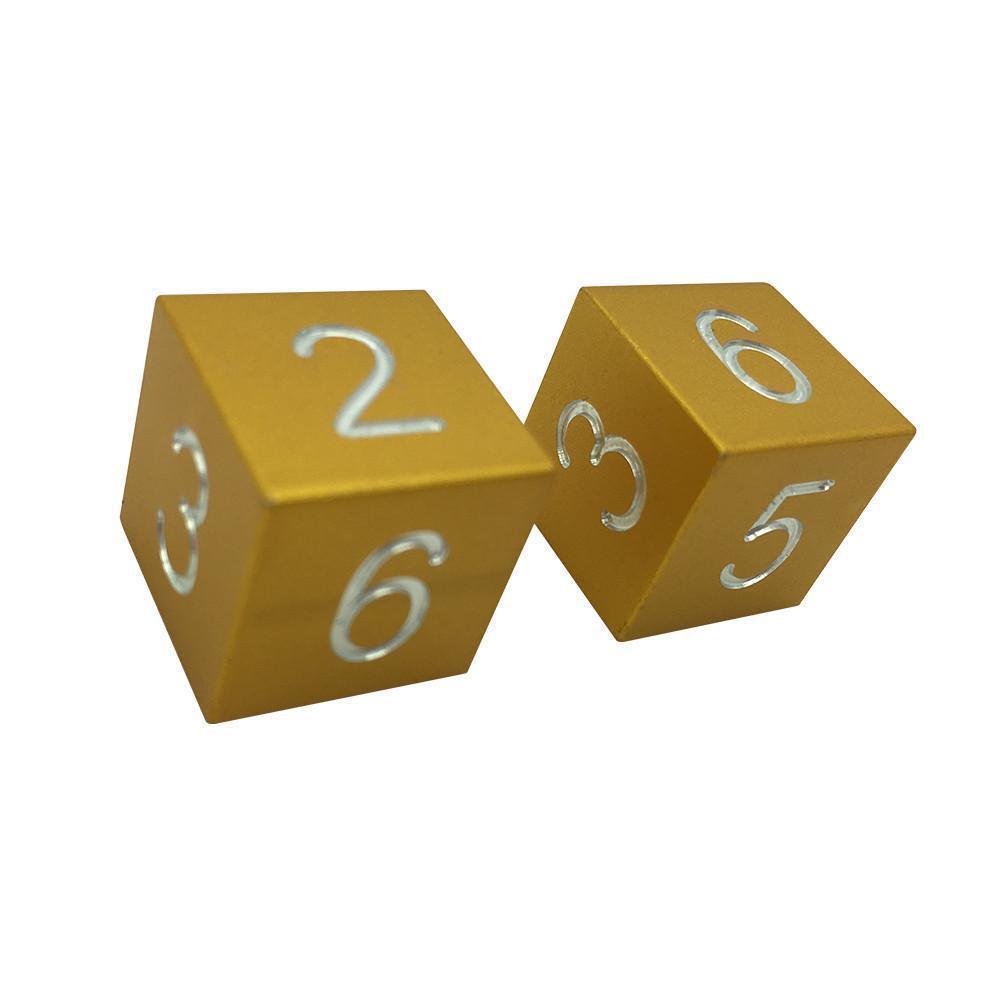 Gold Coin - Pair of Precision CNC Aluminum Dice D6's with Sharp Corners-Dice-Norse Foundry-DND Dice-Polyhedral Dice-D20-Metal Dice-Precision Dice-Luxury Dice-Dungeons and Dragons-D&D-