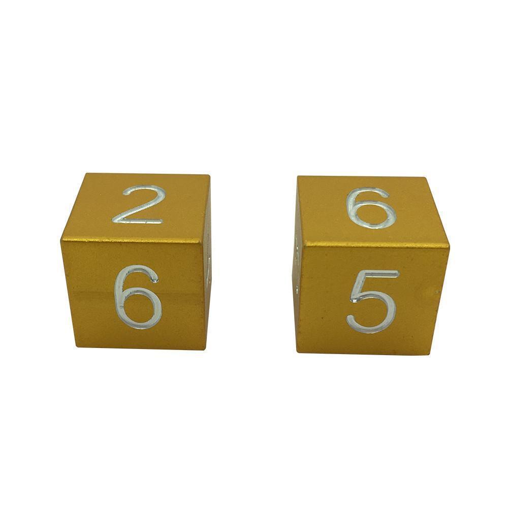 Gold Coin - Pair of Precision CNC Aluminum Dice D6's with Sharp Corners-Dice-Norse Foundry-DND Dice-Polyhedral Dice-D20-Metal Dice-Precision Dice-Luxury Dice-Dungeons and Dragons-D&D-