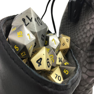 Gray and Black Dragon Scale Leather Dice Bag / Dice Cup Transformer-Leather Dice Bag-Norse Foundry-DND Dice-Polyhedral Dice-D20-Metal Dice-Precision Dice-Luxury Dice-Dungeons and Dragons-D&D-