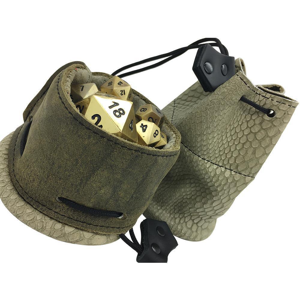 Green Dragon Scale Leather Dice Bag / Dice Cup Transformer Norse Foundry