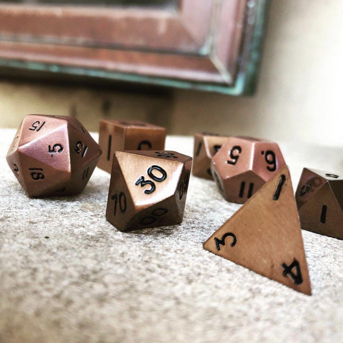 Gnomish Copper - 7 Piece Metal Dice Set-Zinc Alloy Dice-dungeons and dragons-dice-dnd-dungeons & dragons-Norse Foundry