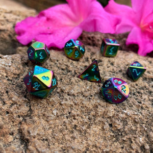 Queens Treasure Pebble™ Dice - 10mm Alloy Mini Polyhedral Dice Set