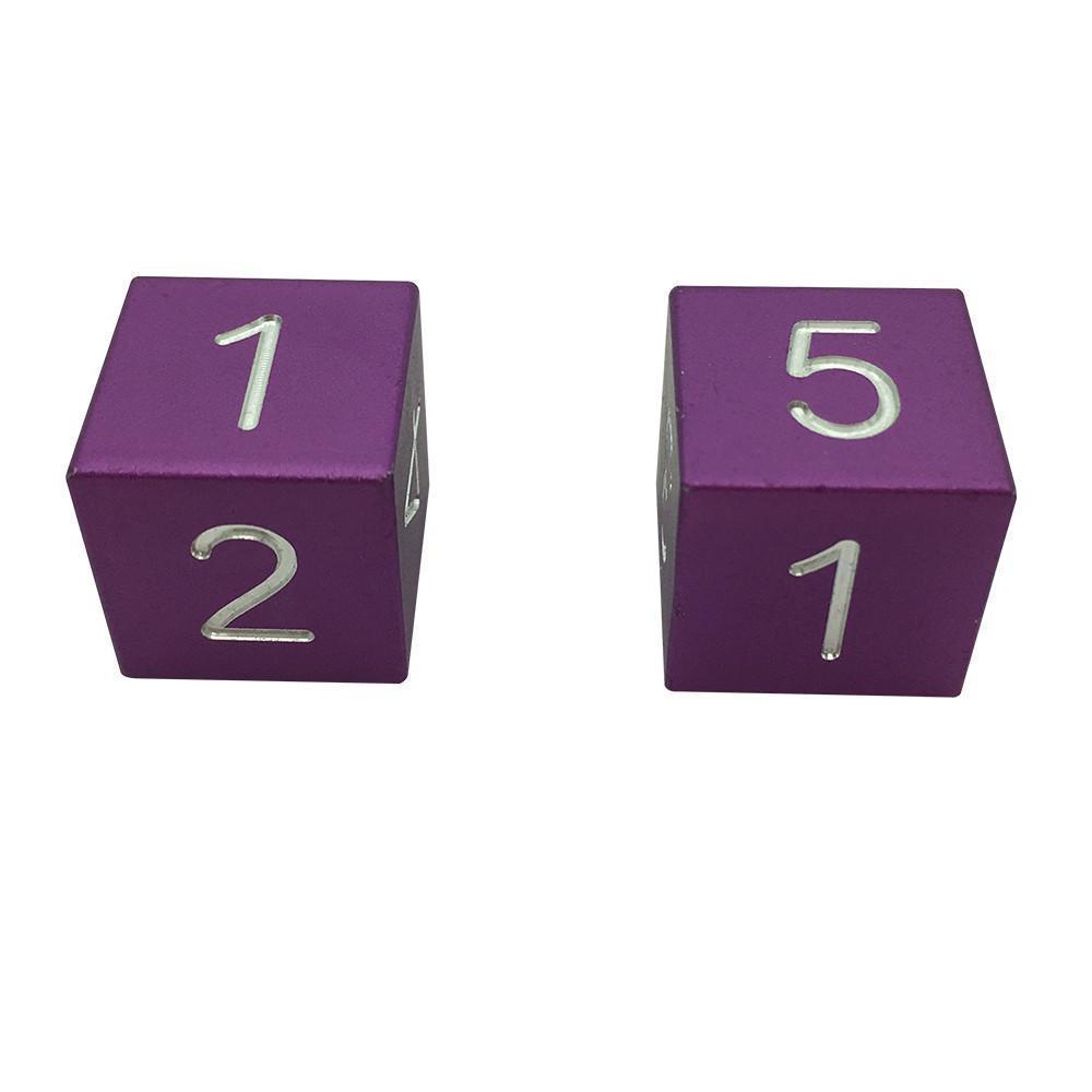 Lich Purple - Pair of Precision CNC Aluminum Dice D6&#39;s with Sharp Corners-Dice-Norse Foundry-DND Dice-Polyhedral Dice-D20-Metal Dice-Precision Dice-Luxury Dice-Dungeons and Dragons-D&amp;D-