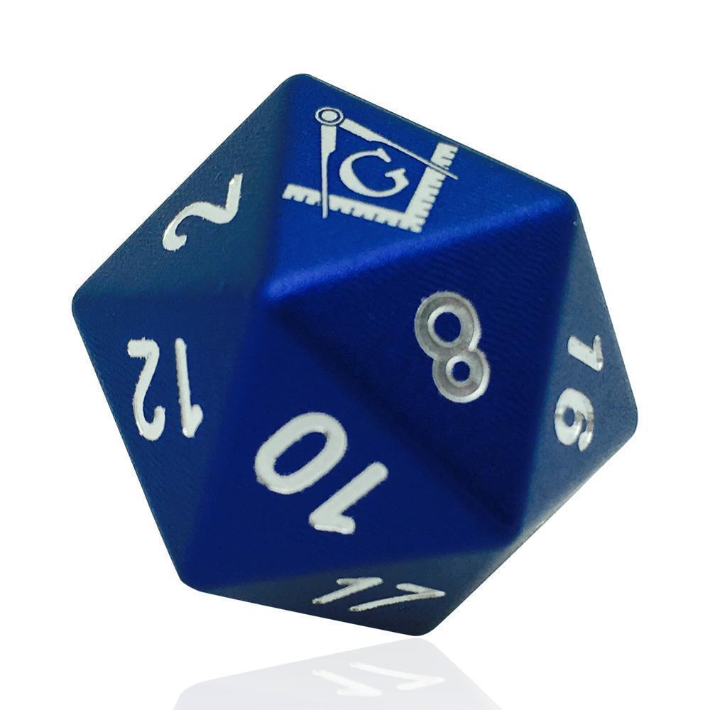 Masonic D20 6061 Aircraft Grade Aluminum-Dice-Norse Foundry-DND Dice-Polyhedral Dice-D20-Metal Dice-Precision Dice-Luxury Dice-Dungeons and Dragons-D&D-