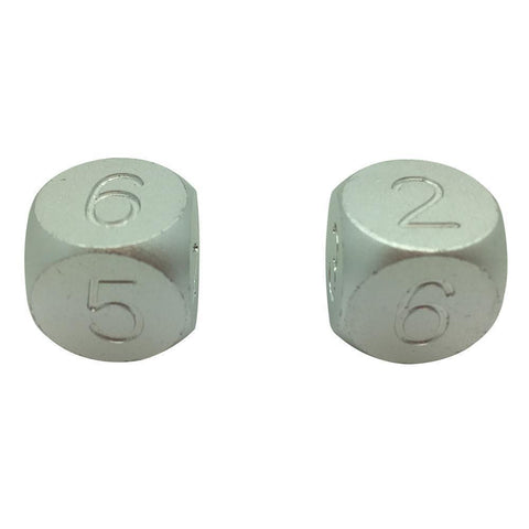 Mithiril Silver - Pair of D6s with Round Corners 6063 Aluminum Dice