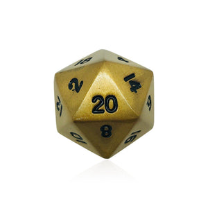 Single Alloy D20 in Dragons Gold by Norse Foundry-Dice-Norse Foundry-DND Dice-Polyhedral Dice-D20-Metal Dice-Precision Dice-Luxury Dice-Dungeons and Dragons-D&D-